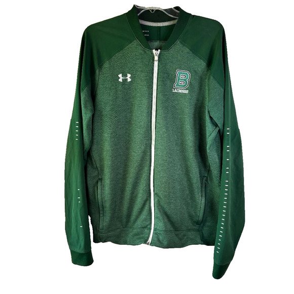 Under Armour Loose Coldgear Zip Up Jacket Green Lacrosse with B Men's Size L - Picture 1 of 15